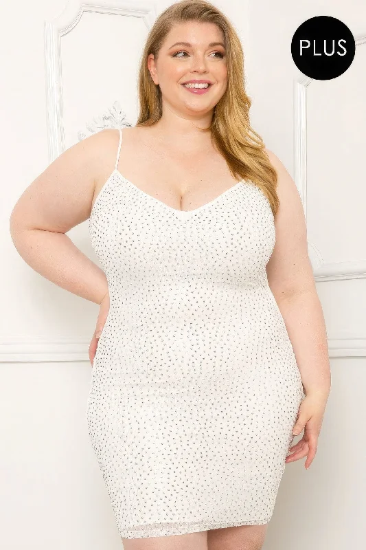 Trendy Pulse Rhinestone Body Plus Size Mini Dress