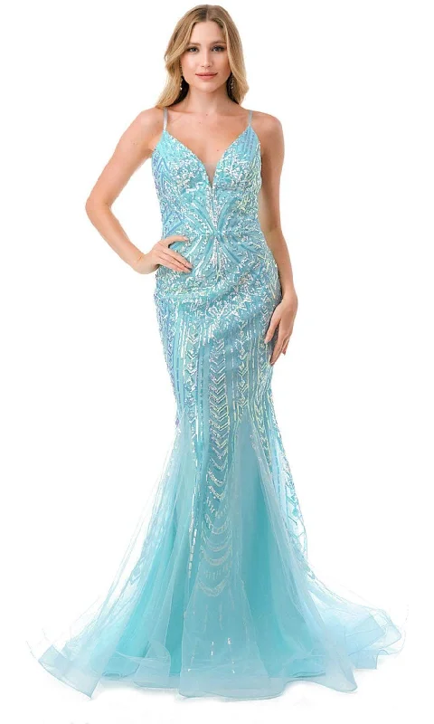 End Of Season Sale Trevi Collection L2816J - Deep V-Neck Sleeveless Evening Gown