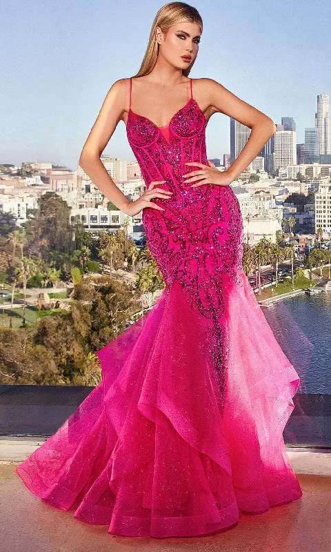 Elevate Your Wardrobe Ladivine CM353 - Sequin V-Neck Prom Gown