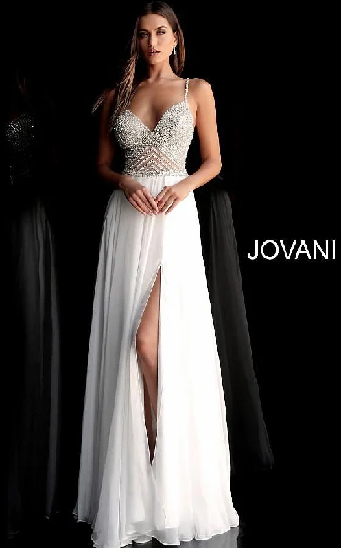 Women's Clothing Brands Jovani 66925 High Slit Long Prom Dress