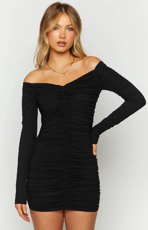 Trendy Threads Solene Black Long Sleeve Mini Dress