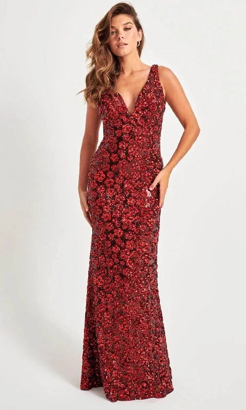 Fashion Frontiers Faviana 11038 - Illusion Side V-Neck Prom Gown