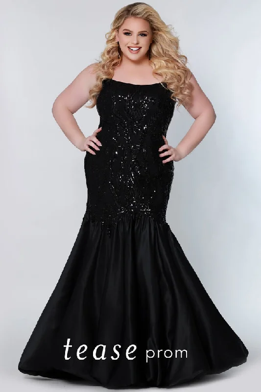 Latest Fashion Tease Prom TE2212 Size 18 Long Fitted sequin Plus size mermaid prom Dress Formal Gown