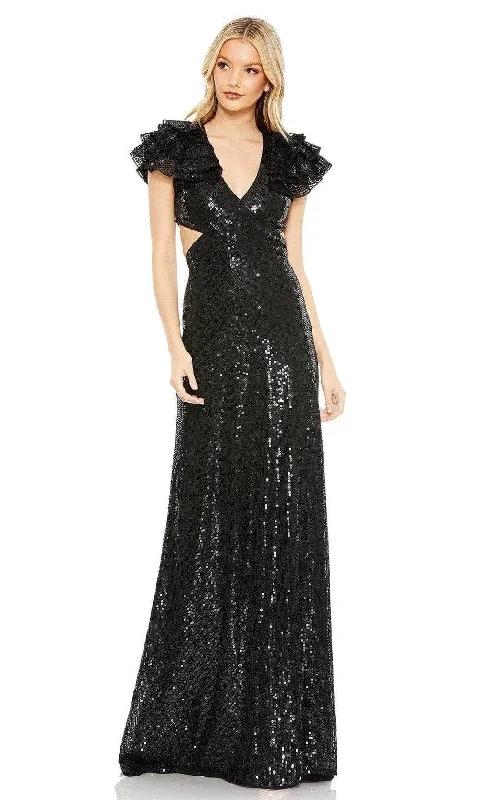 Chic Outfits Mac Duggal - 10829 Flutter Sleeve Cutout Sequined Gown