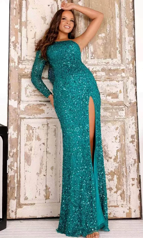 Buy More, Save More Aleta Couture 881 - Long Sleeve Sequin Embellished Prom Gown