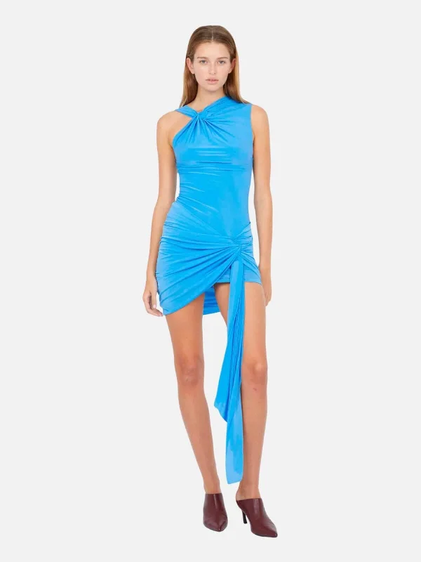 All Season Basics Discount Delany Drape Mini Dress - Azure