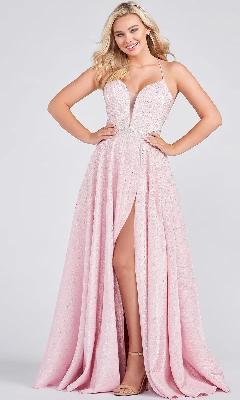 Free Spirited Fashion Ellie Wilde EW122082 - Metallic Jacquard and Stone Accents A Line Gown