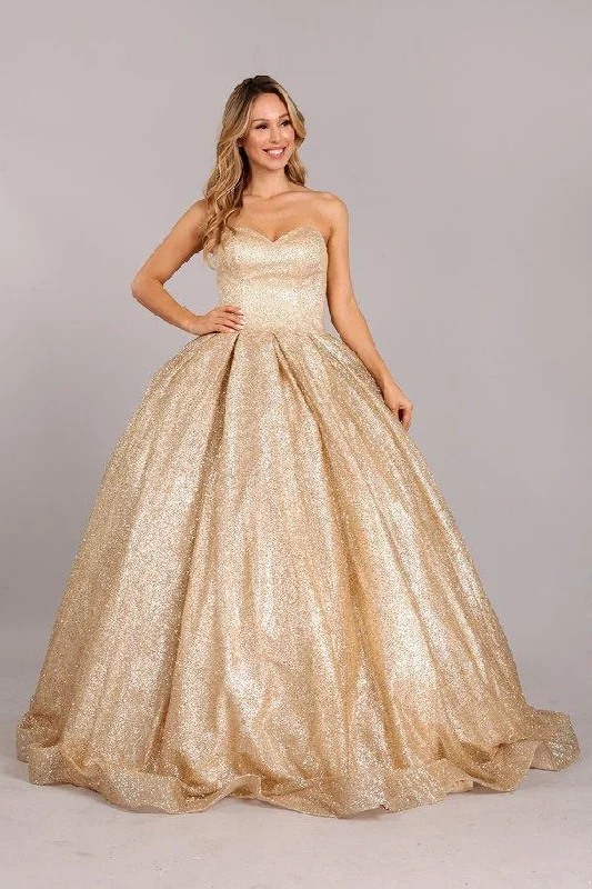 Dive Into Trendy Styles Long Strapless Prom Glitter Ball Gown