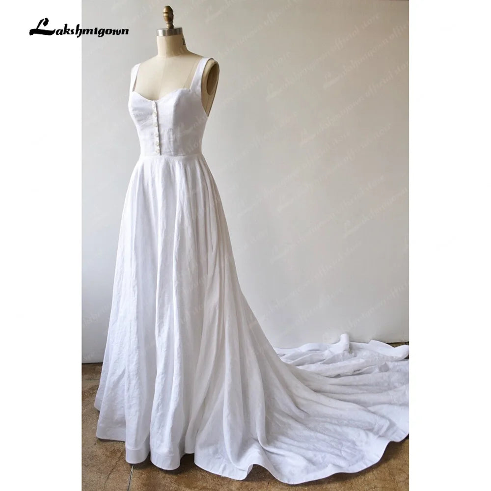 Elegant Women’s Clothing Online Roycebridal Sexy A-Line Wedding Dress Spaghetti Straps Scoop Neck Bride Backless Beach Bridal Gowns Robe De Mariee