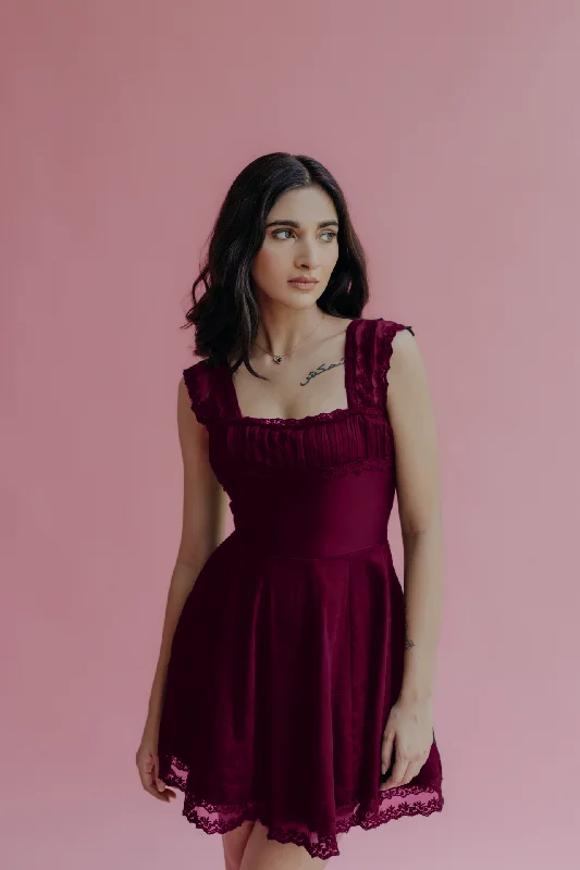 Must Haves Amelia Wine A-Line Mini Dress