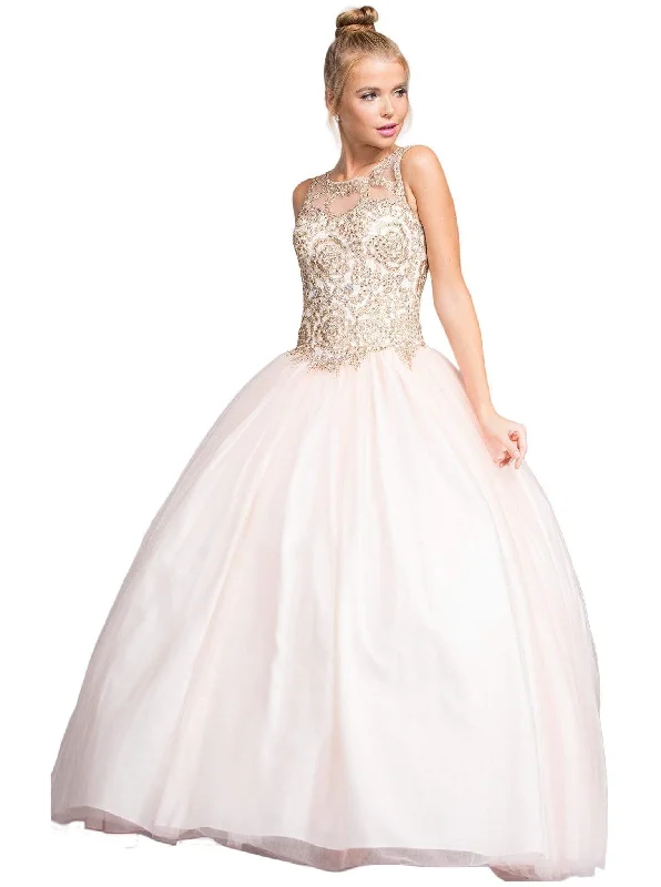 Unleash Your Trendy Side Aspeed Design - Embellished Illusion Bateau Evening Ballgown