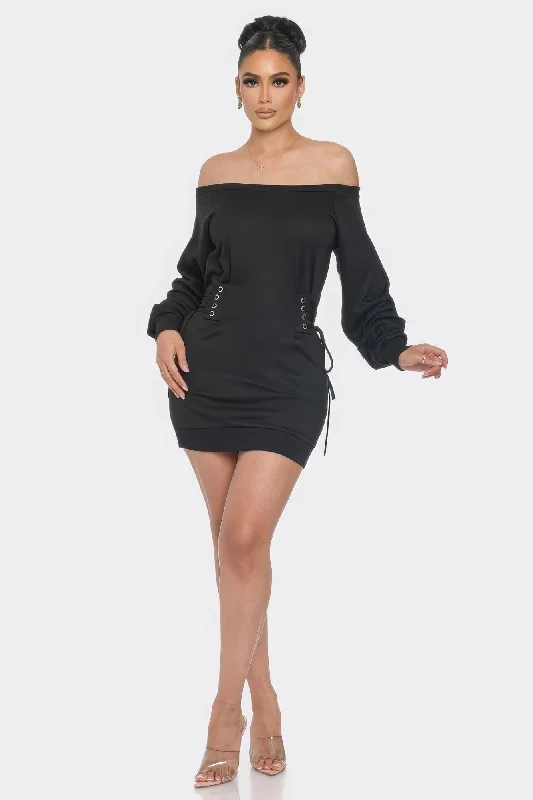 Trendy Street Style Attire Off Shoulder Mini Dress