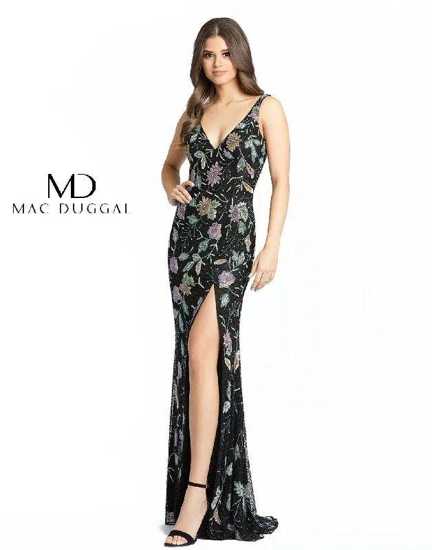 New Arrival Discount Mac Duggal 5313 Long Formal Floral Beaded Dress