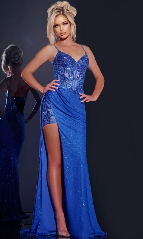 Casual Chic Jovani 43283 - Sequin Appliqued Fitted Prom Gown