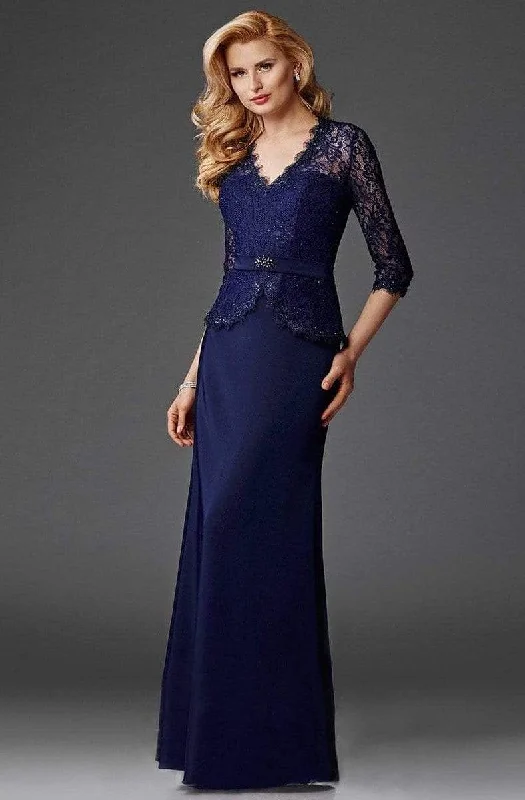 Chic Casual Style Clarisse - Lace Peplum Cutout Gown M6444 - 1 pc Navy In Size 10 Available