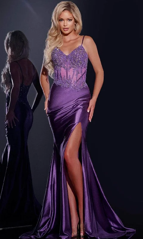 Limited Styles Jovani 42259 - Applique Sheer Corset Gown