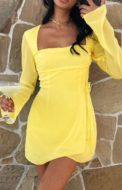 Style Streetwear Lucy Yellow Long Sleeve Mini Dress