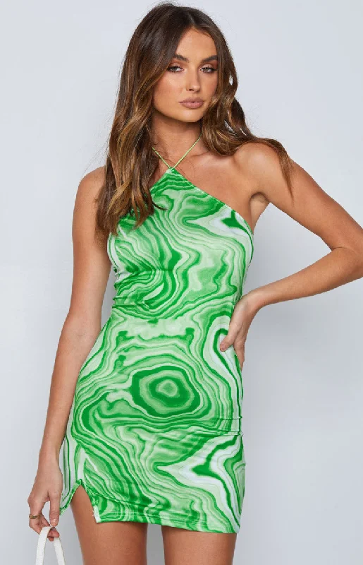 Unleash Your Trendy Side Kendall Swirl Mini Dress Green