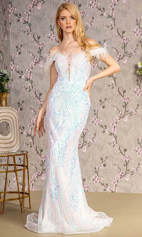 Trend Alert GLS by Gloria GL3284 - Feather Embellished Off-Shoulder Prom Gown