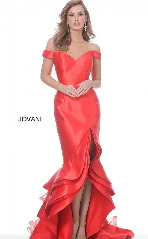 Clearance Sale Online Jovani 3823 Prom Off Shoulder High Low Mermaid Gown