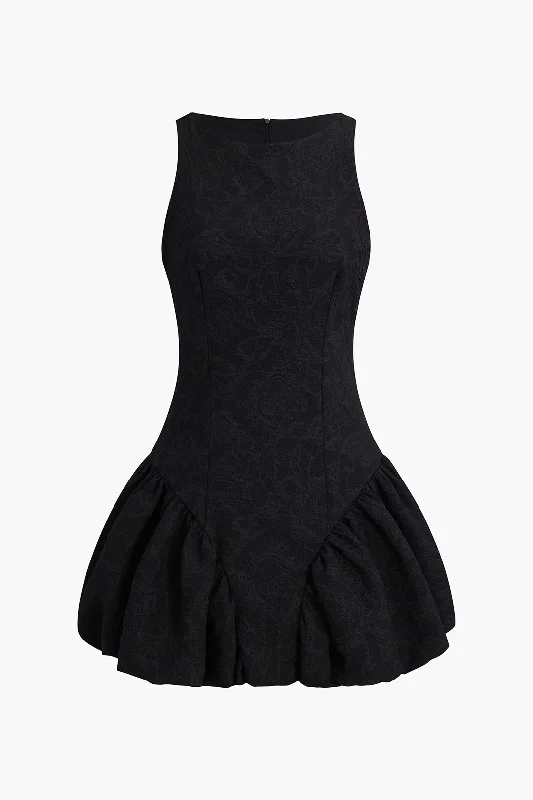 Flash Sale Online Sleeveless Puff Hem Mini Dress