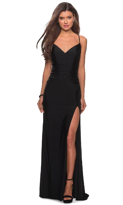 Trend Driven Wardrobe La Femme - 28206 V-Neck Open Back Prom Gown