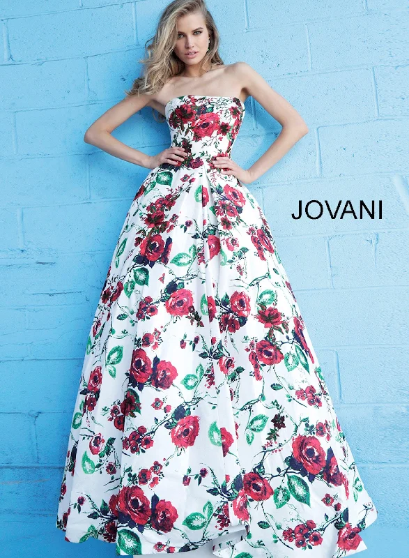 Eclectic Style Wardrobe Jovani 49918 Strapless Floral Long Prom Dress