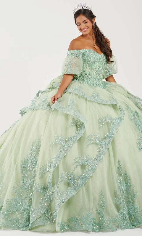 Colorful Clothing Fiesta Gowns 56492 - Off-Shoulder Embroidered Ballgown