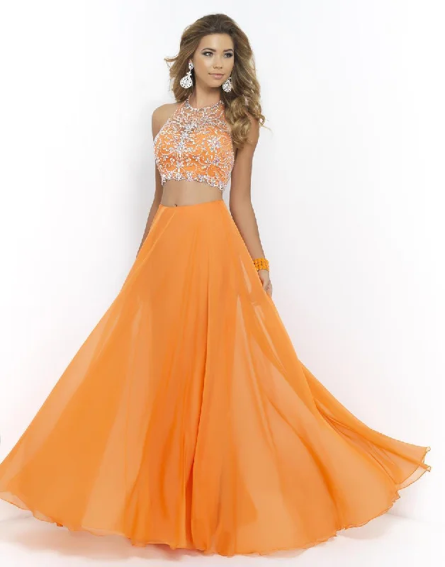 New Arrival Discount Blush by Alexia Designs - 9935 Two Piece Halter Long Gown