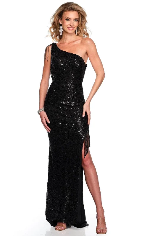 Trend Forward Threads Dave & Johnny 11433 - Sequin Asymmetrical Neck Evening Gown