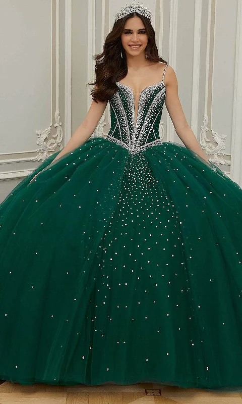 Fashionable Dresses for Women Mori Lee 60201 - Plunging Beaded Quinceanera Ballgown