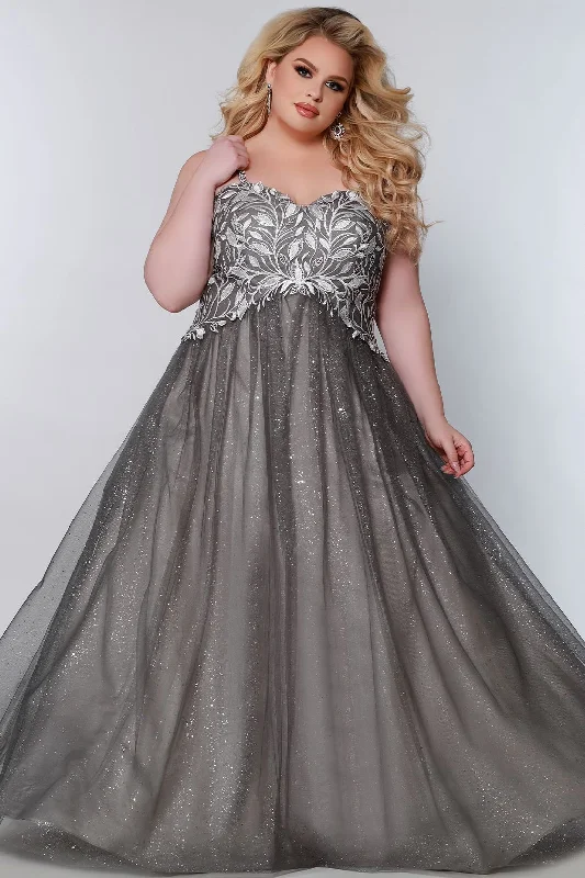 Versatile Wardrobe Essentials Sydney's Closet SC7329 Size 14 Glitter and Lace Prom Dress Ball Gown Plus Sized SC 7329