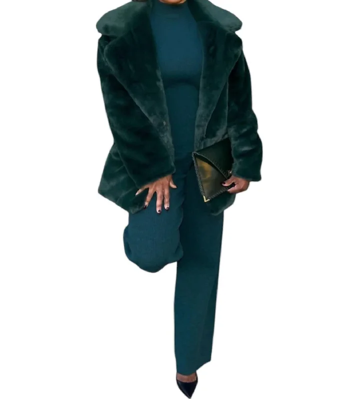 Clothes For Woman Vienna Faux Fur Coat In Green