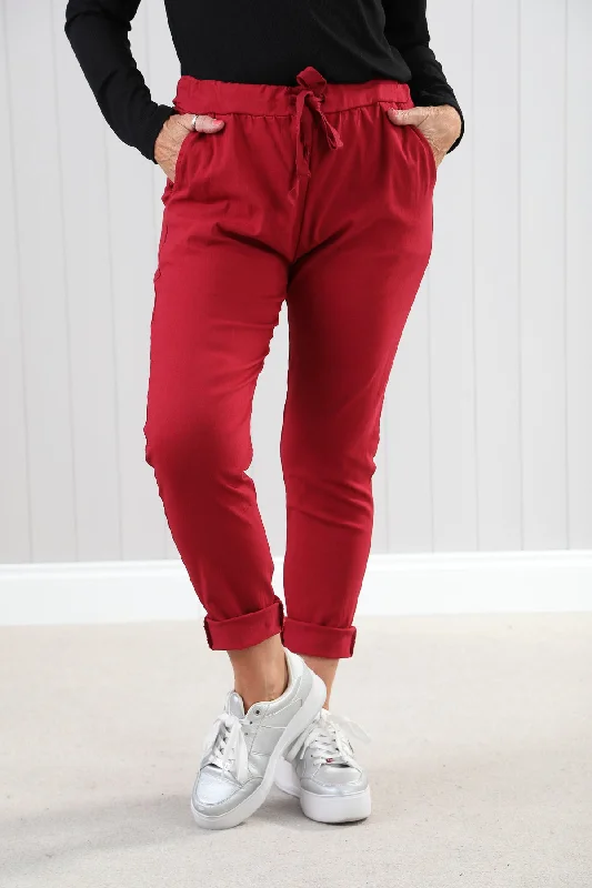 Exclusive Discount Plain Magic Pants Dark Red