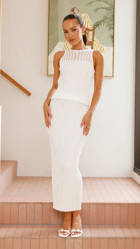 Shop Our Looks Gracie Knit Top and Skirt Set - White