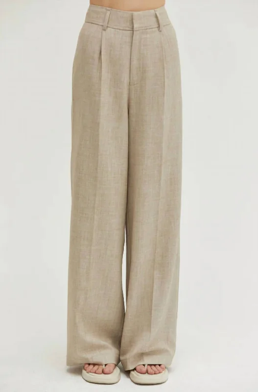 Women’s Clothing for All Occasions Pleat Front Trouser In Oatmeal