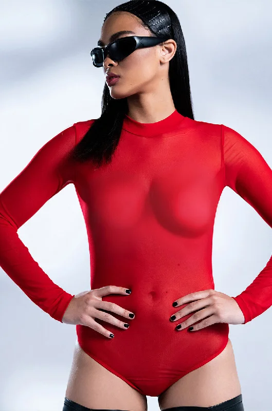 Dive Into Trendy Styles PAXTON SEXY MESH LONG SLEEVE BODYSUIT