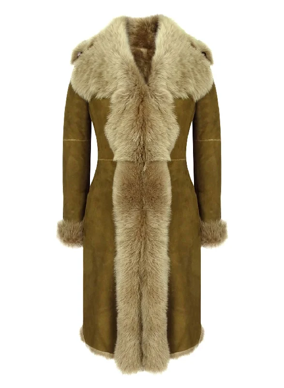 Women's Online Clothing Boutique Toscana Suede Sheepskin Long Coat