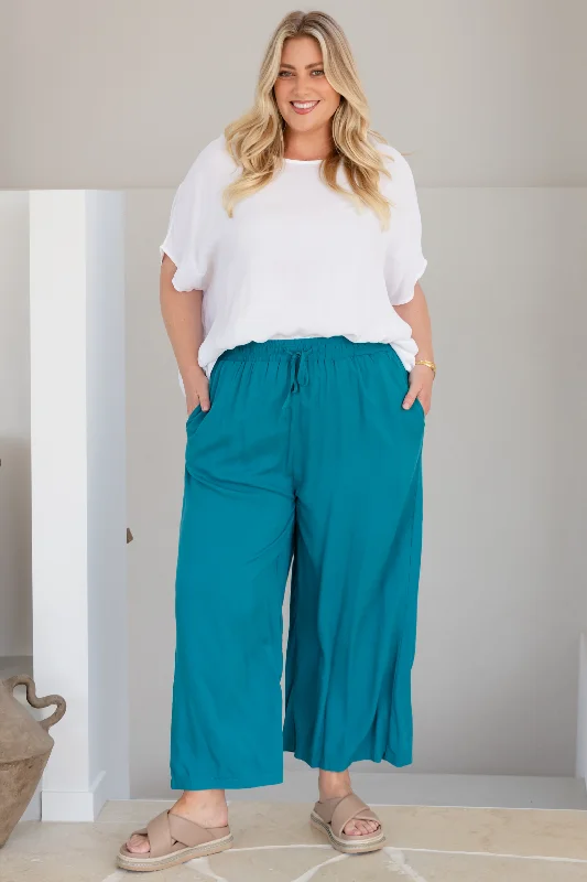 Attire Sale Sammy Drawstring Crop Pants Deep Teal