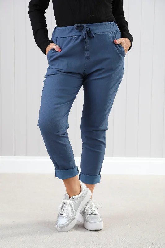 Holiday Glam Plain Magic Pants Denim Blue