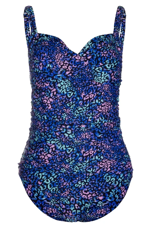 Trendy Urban Attire Plunge V neck Swimsuit | Royal Mint Animal | 0710YY