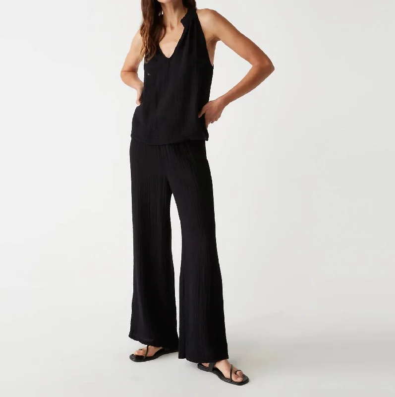 Chic And Edgy Susie Gauze Pant In Black