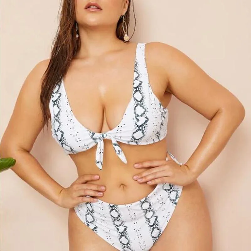 Odd Size Clearance Sale Snake Print High-Waist Bikini Set