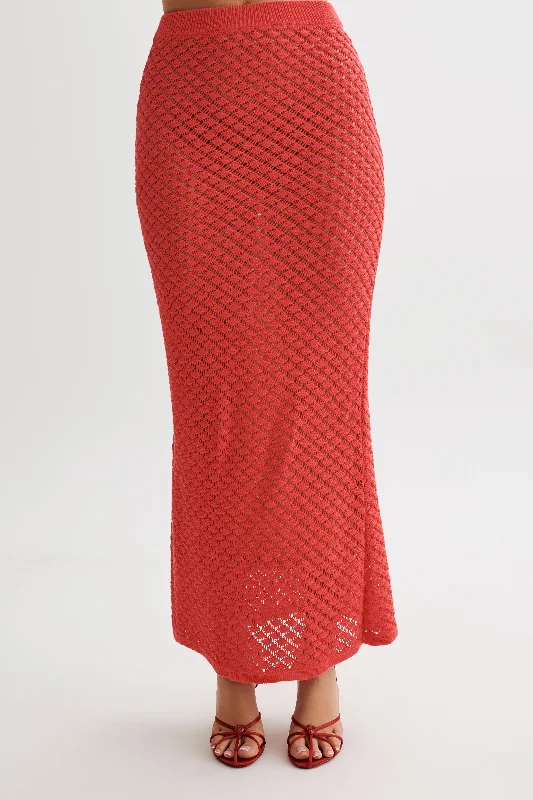 Get The Latest Trends Guiliana Knit Maxi Skirt - Pomegranate