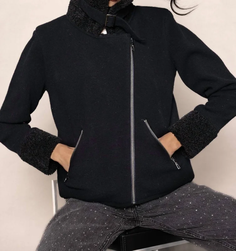 Hot Trends No Limits Zip Wool Jacket In Black