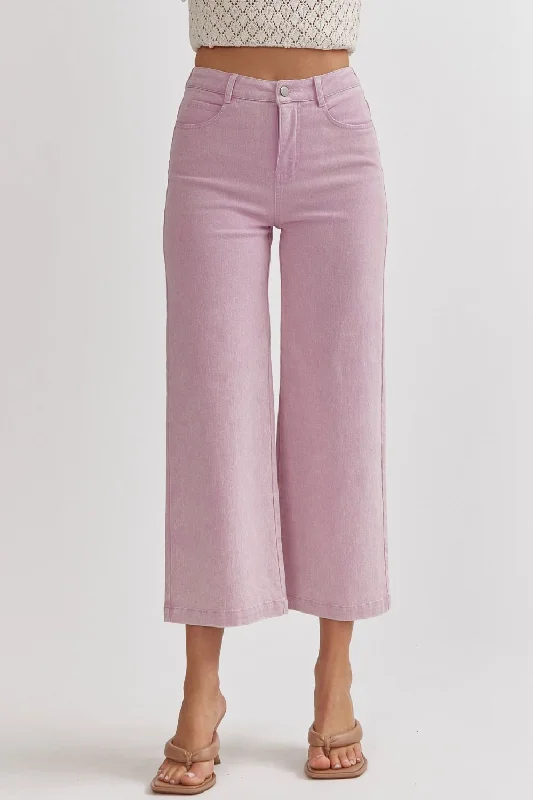 Flash Sale Online Lavender Wide Leg Denim Pants