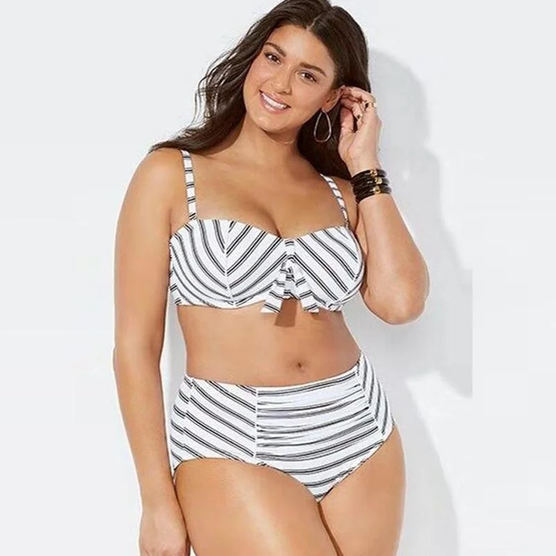 Clearance Sale, All Cheap Striped High-Waist Bikini Set