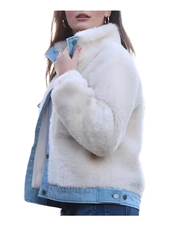 Latest Fashion Scout Shearling Jacket In Natural/denim