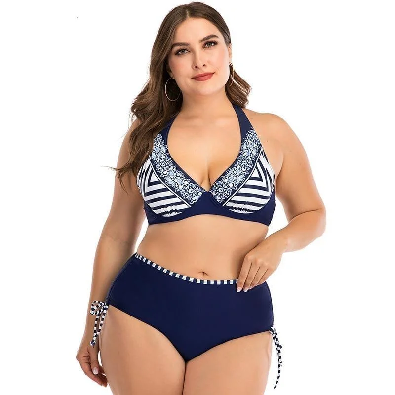 Crazy Price Slashing Striped V-Neck Bikini Set