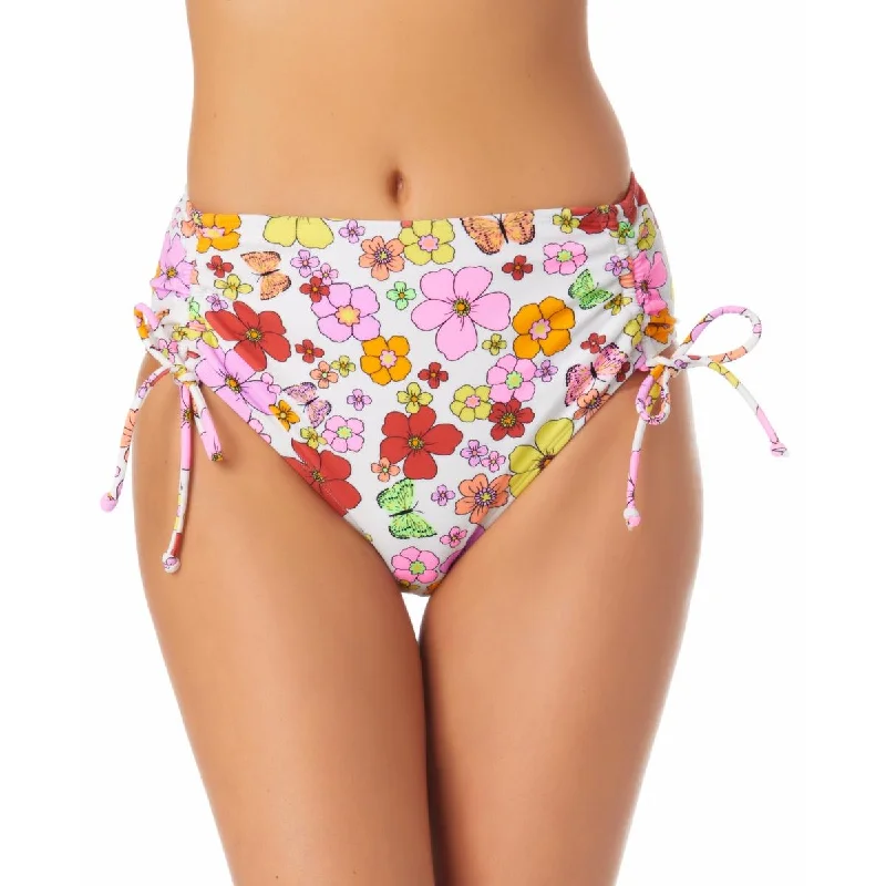 Travel Essentials Juniors Womens Floral Print Cinched Swim Bottom Separates